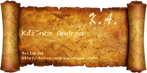 Köncs Andrea névjegykártya